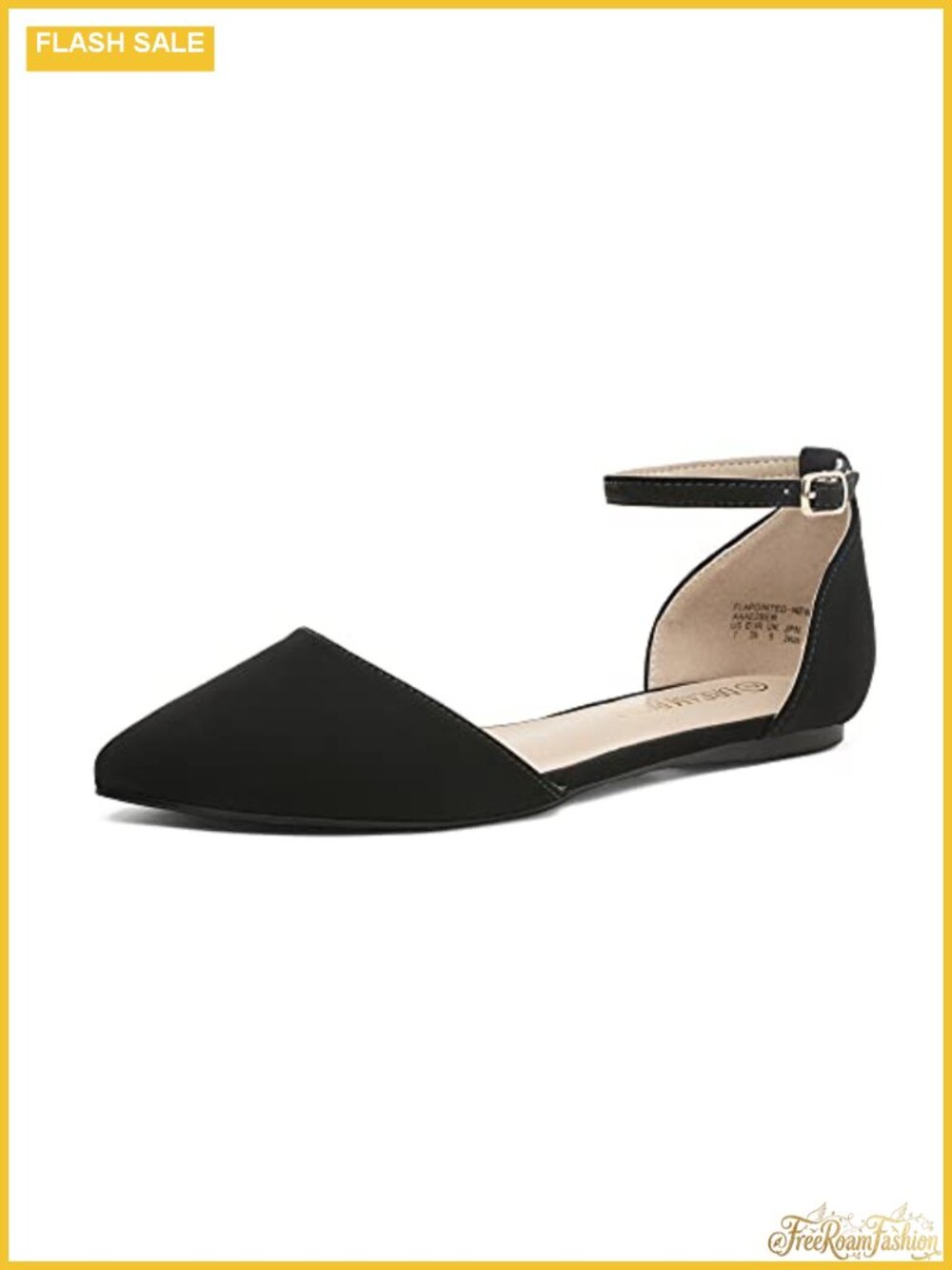 Women's D'Orsay Pointed Toe Flats with Ankle Strap